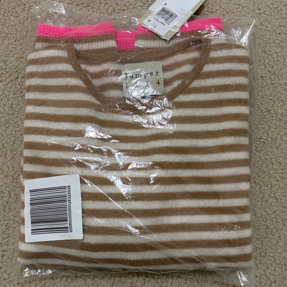 Jumper 1234 Pink Striped Women's Cashmere Sweater - Picture 5 of 12